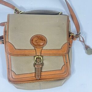 Vintage Dooney Bourke AWL Leather Crossbody Satchel Tan USA Bag